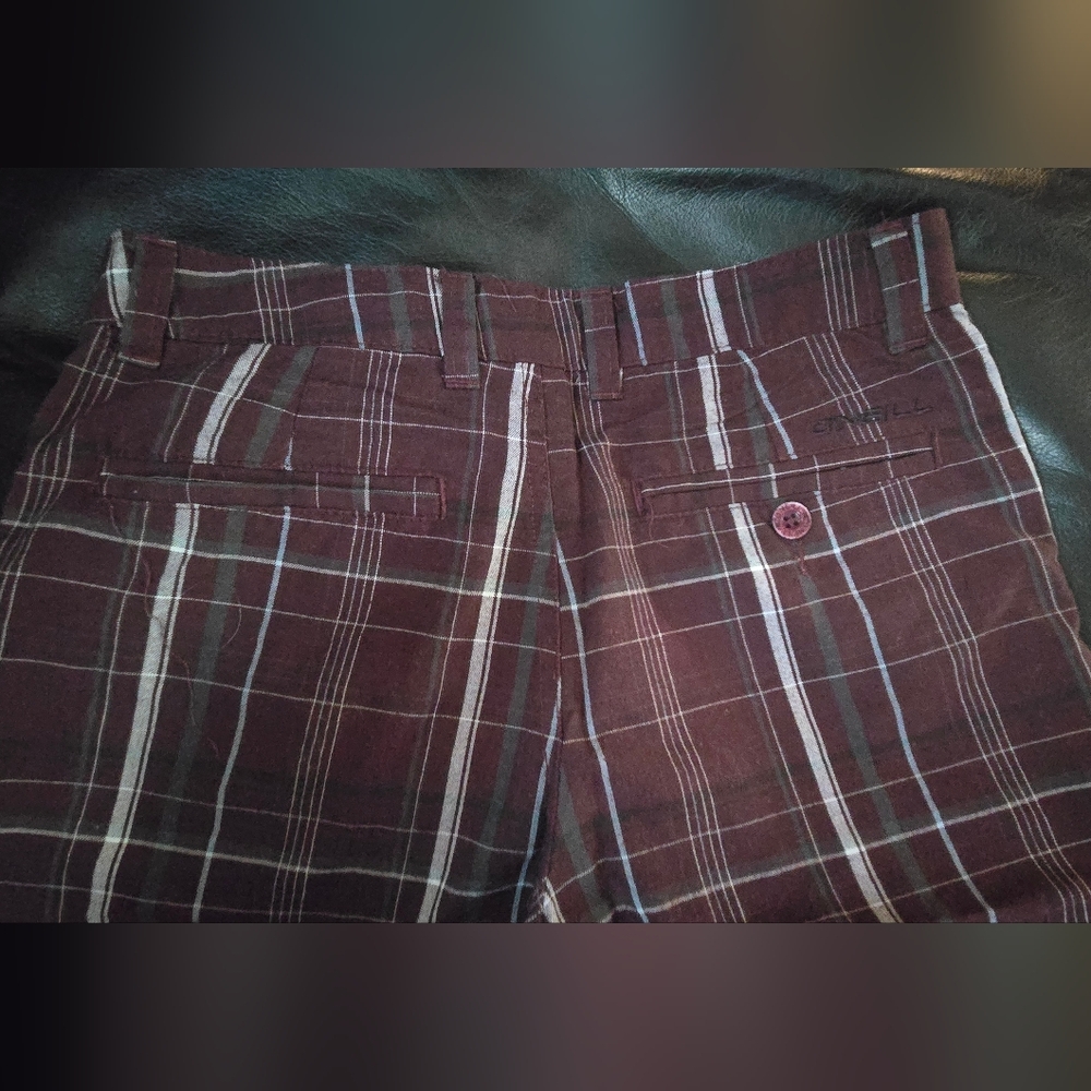 O'Neill Burgundy/Brown Flat Front long Slacks/Shorts SzSM 26" - Picture 8 of 10